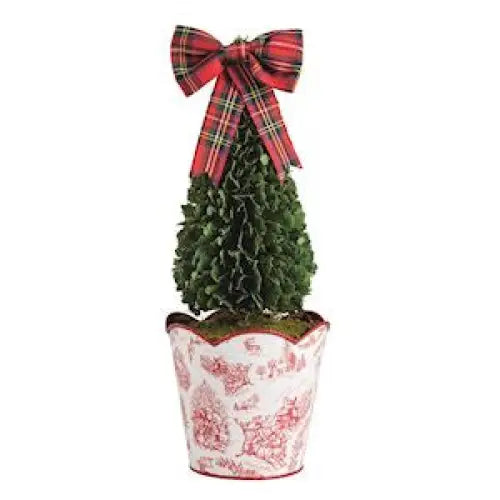 Toile Boxwood Topiary - Christmas