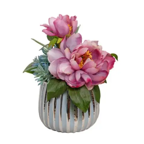 Vintage Peony with Blue Vase - Botanicals