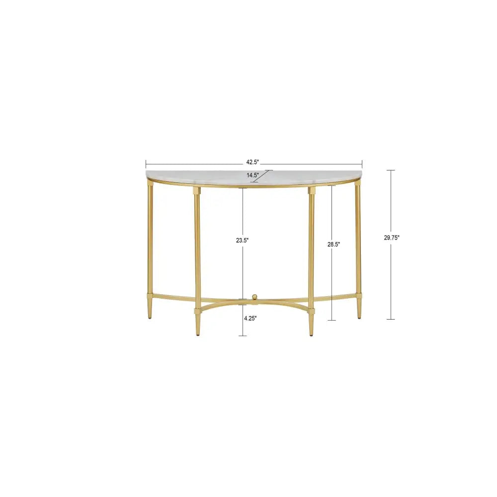 White Marble Tabletop Consol Table with Gold Base
