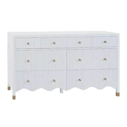 White Scalloped 7 Drawer Dresser - Dresser