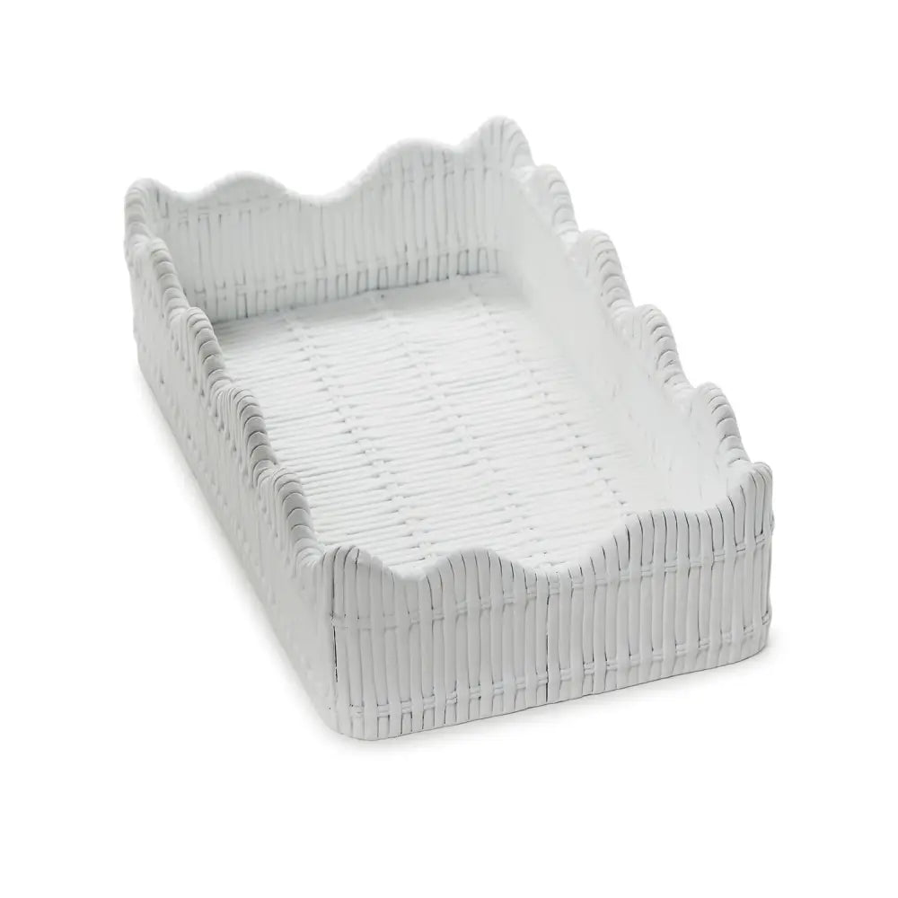 WHITE SCALLOPED EDGE NAPKIN HOLDER - NAPKIN HOLDER
