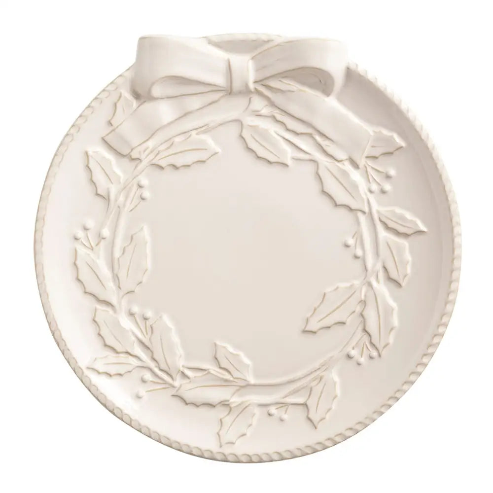 White Wreath Platter Set - christmas serveware