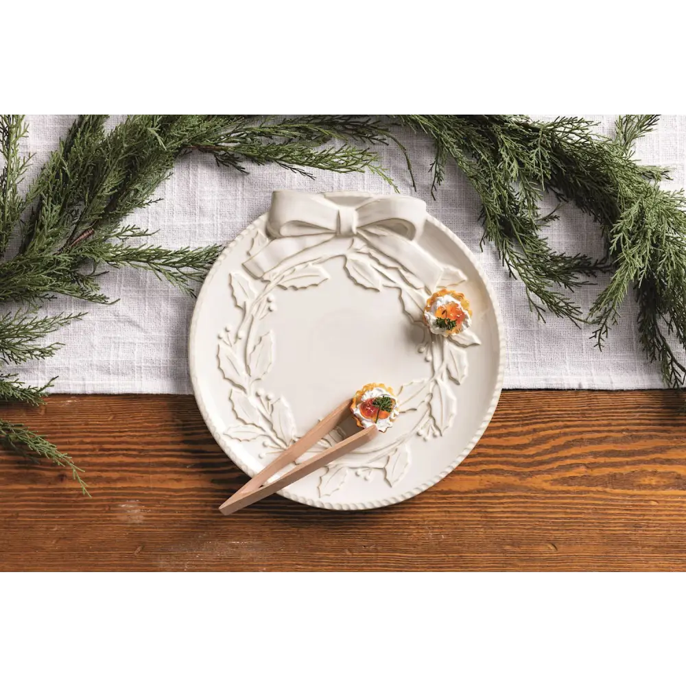 White Wreath Platter Set - christmas serveware
