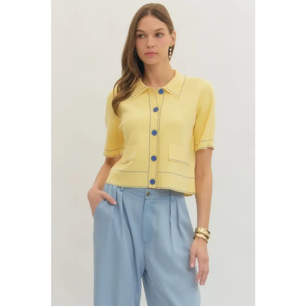 Yellow Knit Sweater - Sweater