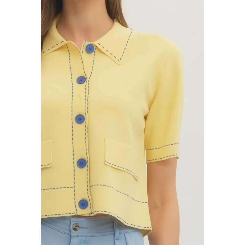 Yellow Knit Sweater - S - Sweater