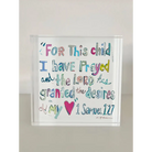 ’1 Samuel 1:27 verse’ acrylic shelfie - More pinks