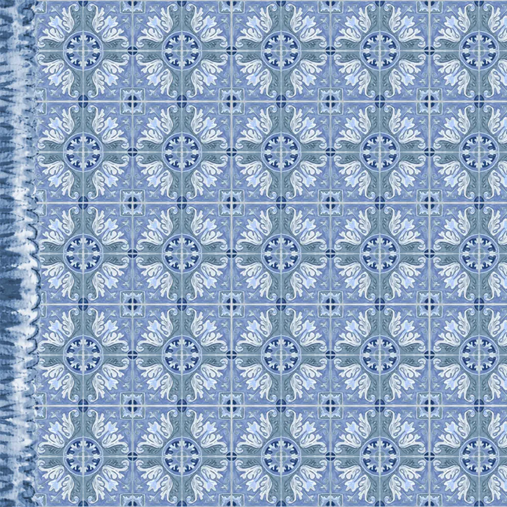 Blue Talavera Tiles Vinyl Floor Mat - Large