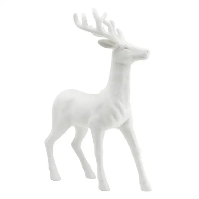 18’’ White Flocked Standing Deer - reindeer