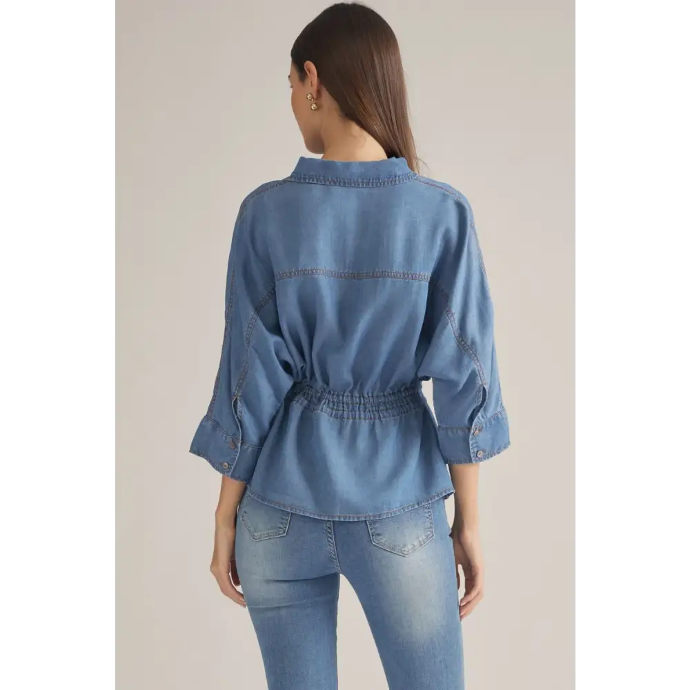 ¾ Sleeve Top With Drawstring