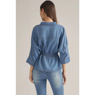 ¾ Sleeve Top With Drawstring
