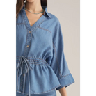 ¾ Sleeve Top With Drawstring