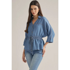 ¾ Sleeve Top With Drawstring