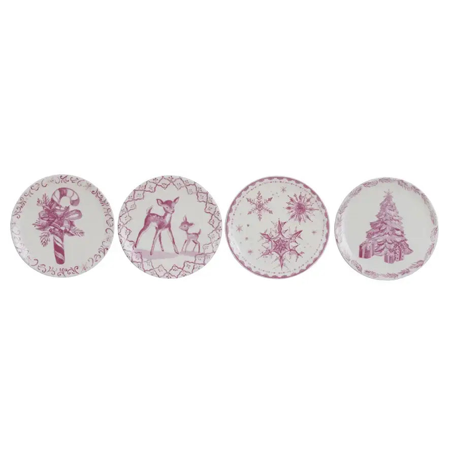 5’’ PINK PLATE - CHRISTMAS