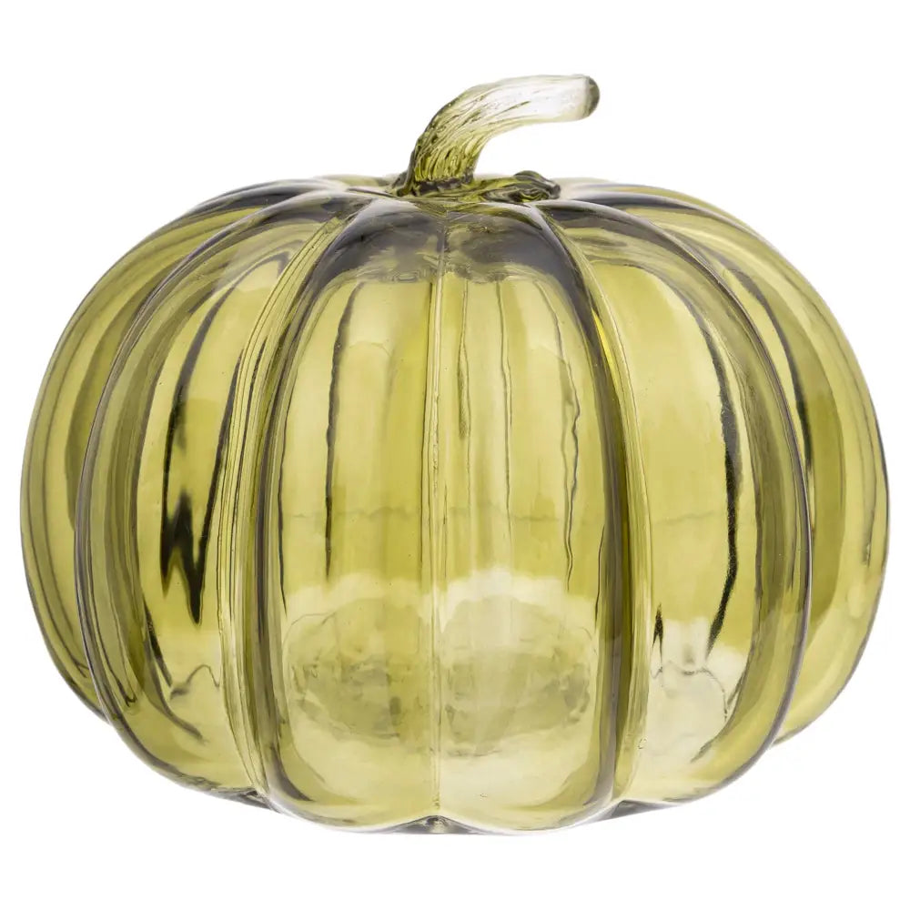 6.25’’ Olive Green Glass Pumpkin Small Fall Autumn