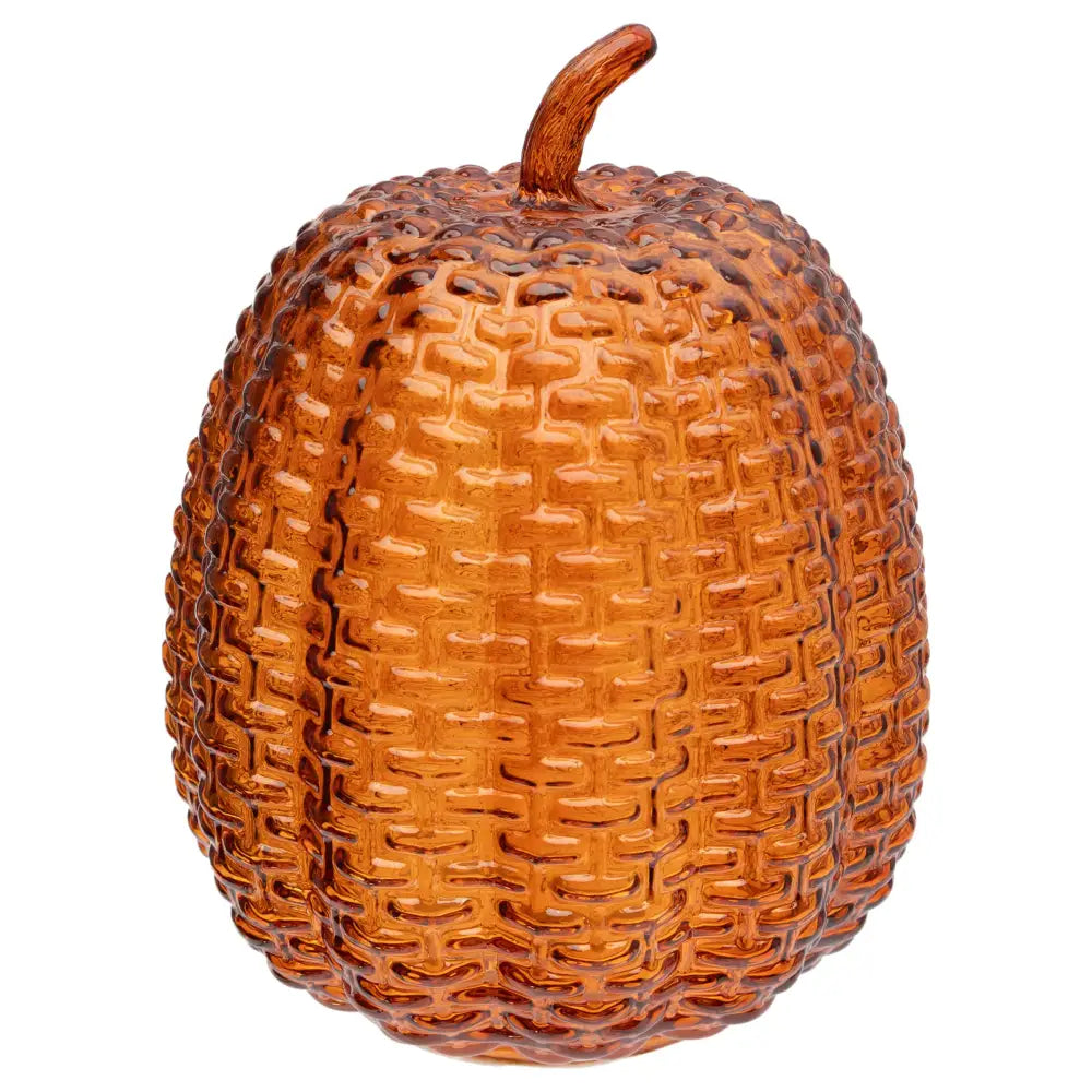 8.5’’ Umber Textured Glass Pumpkin Fall Autumn