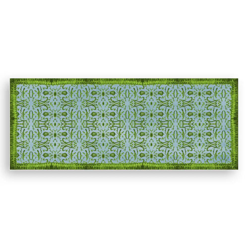 Blue & Green Chinoiserie Vinyl Floor Mat - Large