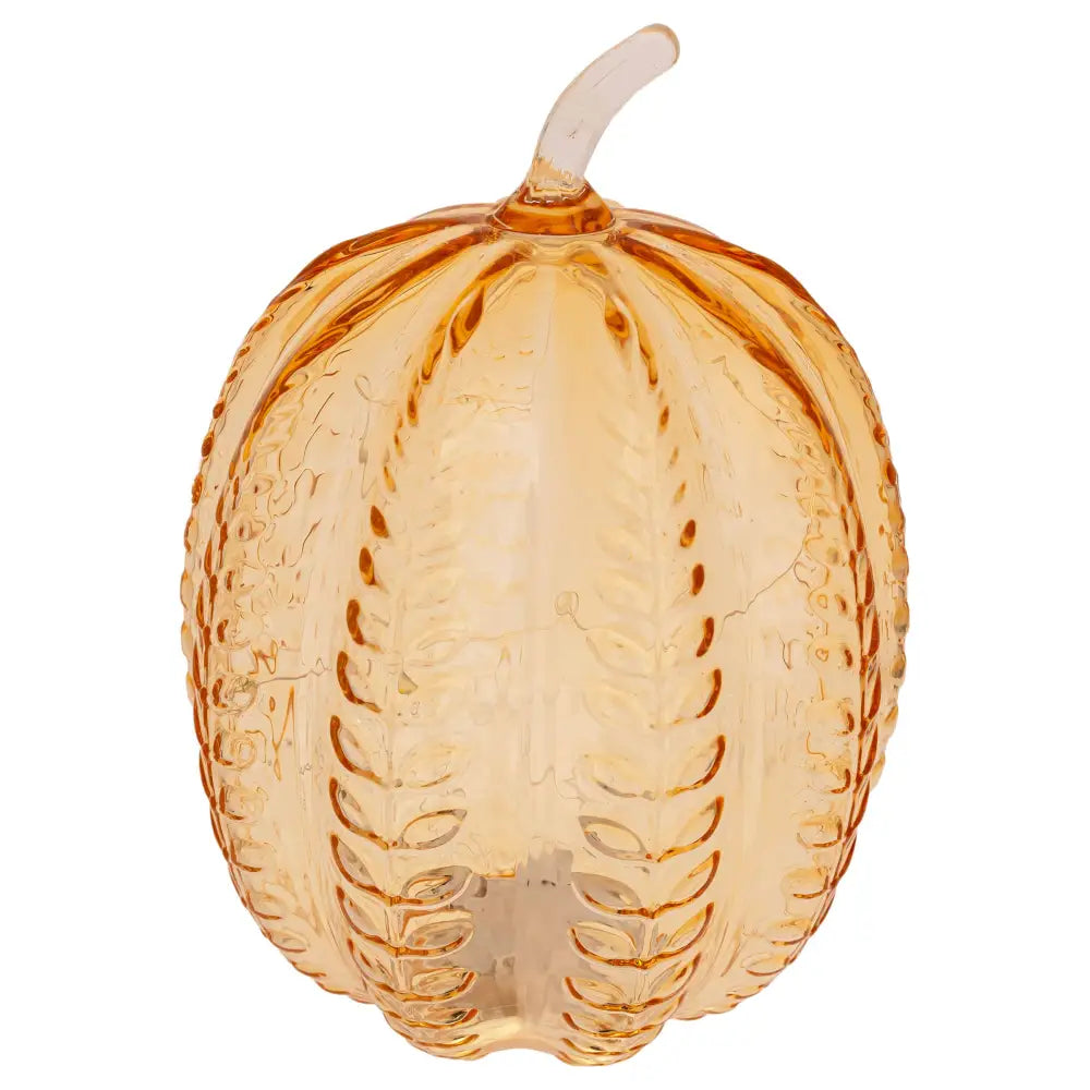 9.75’’ Apple Cider Wheat Embossed Glass Pumpkin Fall Autumn
