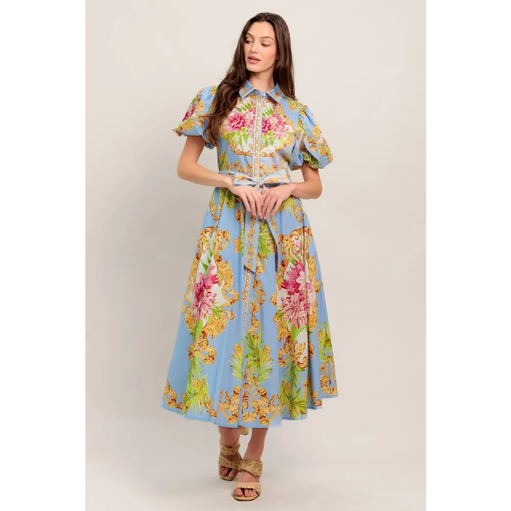 A printed woven midi dress - ID23438