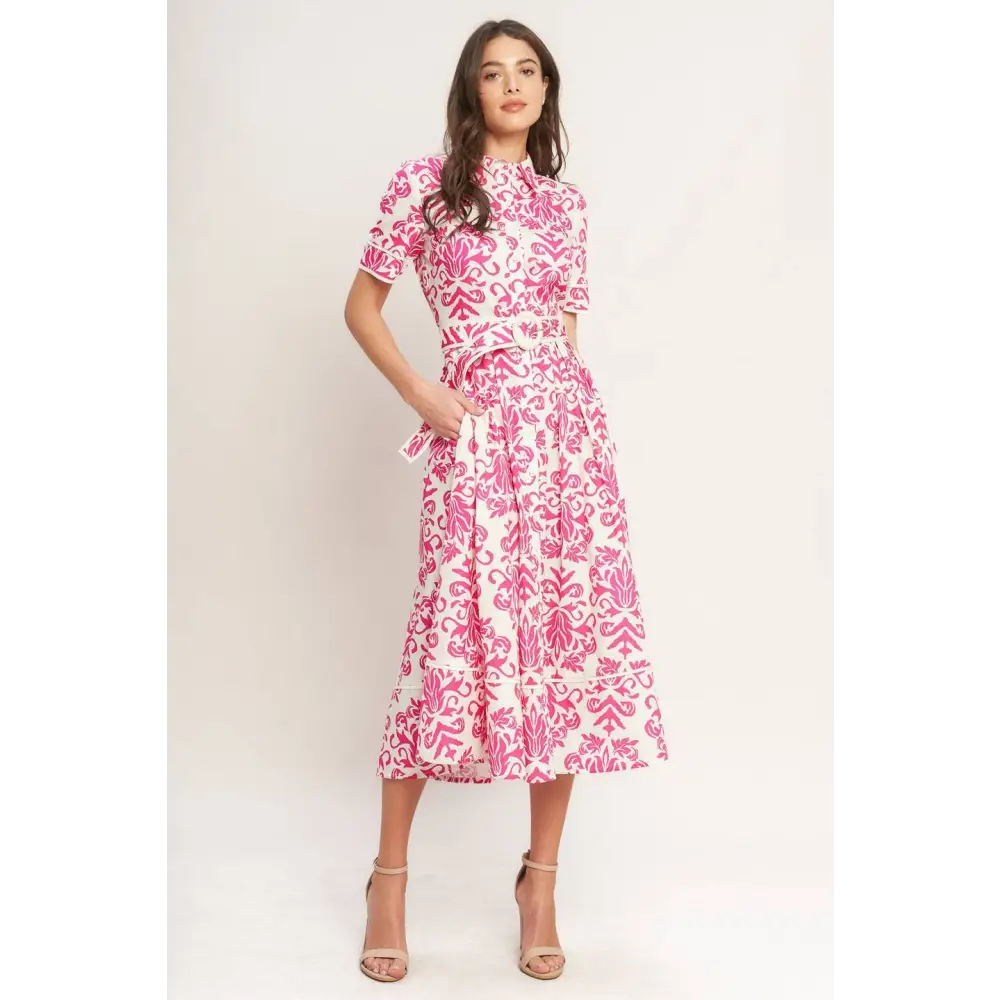 A printed woven midi shirt dress - ID22718