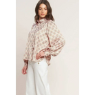 A printed woven top - IT12561-T IVORY PINK