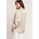 A printed woven top - IT12561-T IVORY PINK