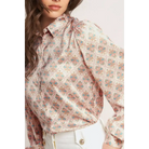 A printed woven top - IT12561-T IVORY PINK