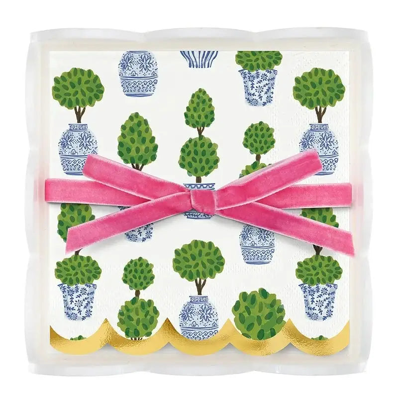 Acrylic Cocktail Napkin Tray & Napkins - Topiaries - Napkin