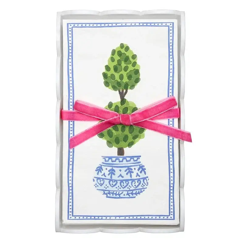 Acrylic Guest Napkin Tray & Napkins - Topiary - Napkin