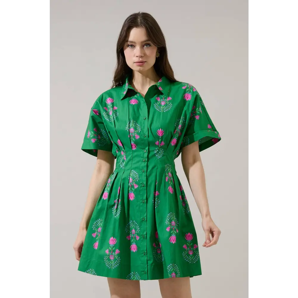 Alix Button Down Mini Dress Saura Floral