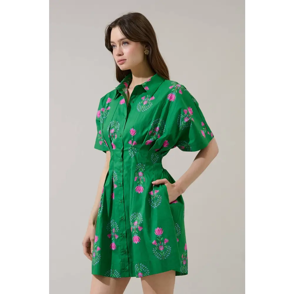 Alix Button Down Mini Dress Saura Floral