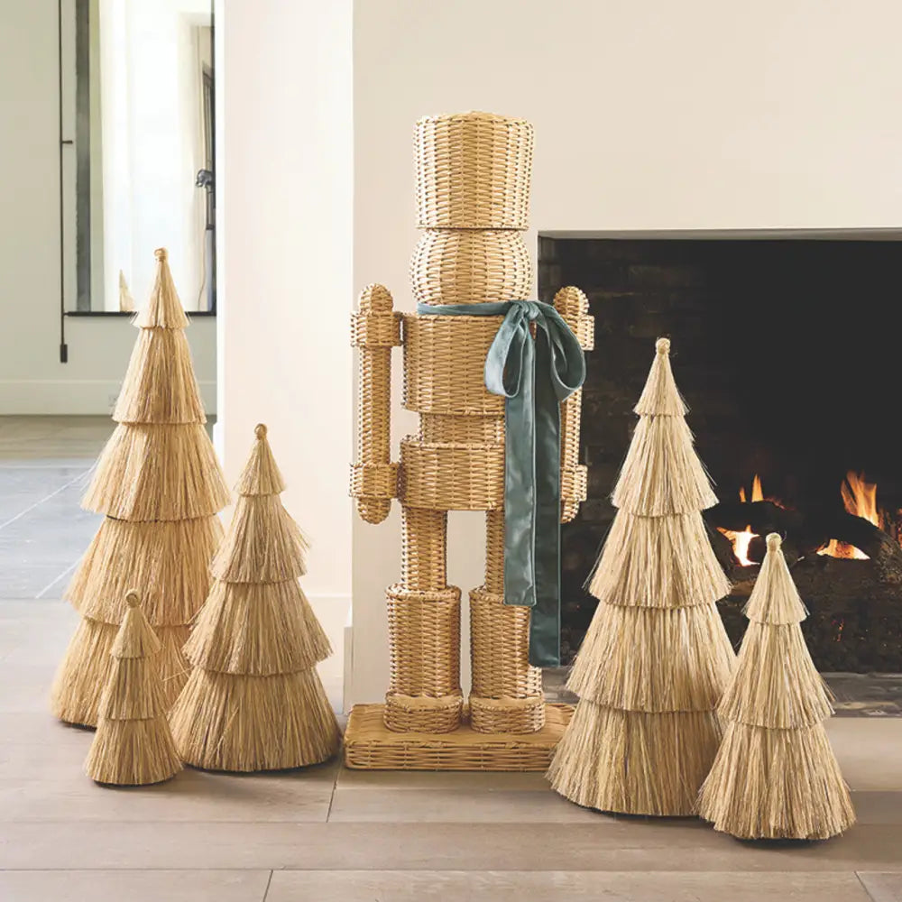 All Weather Rattan Nutcracker - Green - Christmas Decor