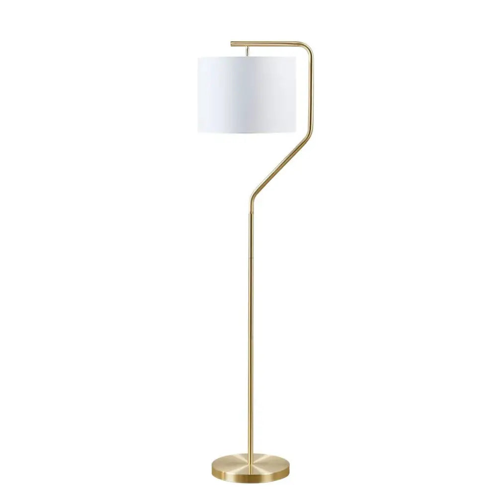 Angular Gold Floor Lamp with White Shade