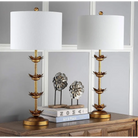 Antique Gold Leaf 32-Inch Table Lamps with White Drum Shade Set of 2 - Antique Gold