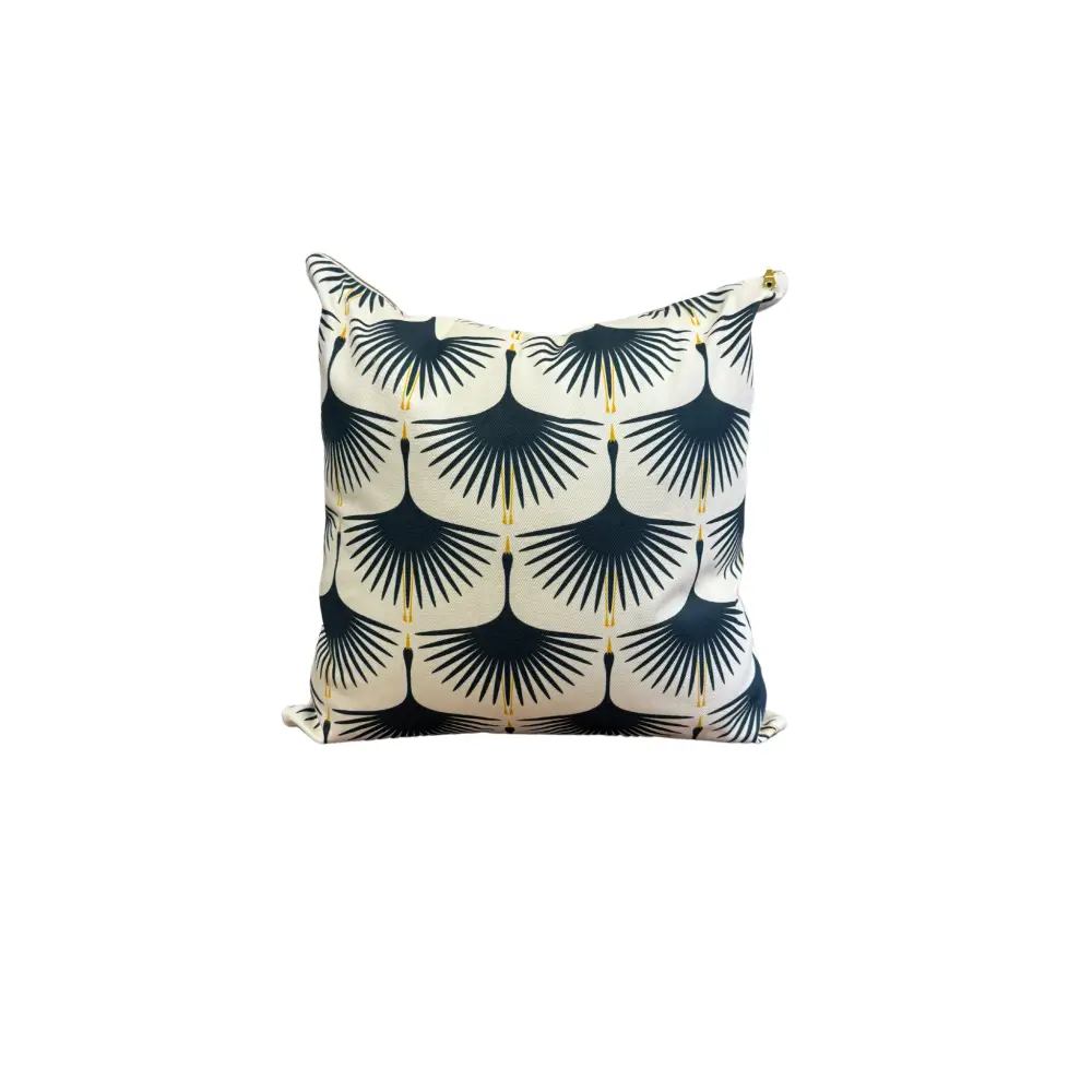Art Deco Swans Pillow Cover - Navy 18x18