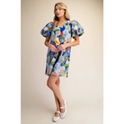 Balloon Sleeve Floral Printed Mini Dress
