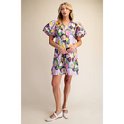 Balloon Sleeve Floral Printed Mini Dress