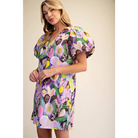 Balloon Sleeve Floral Printed Mini Dress