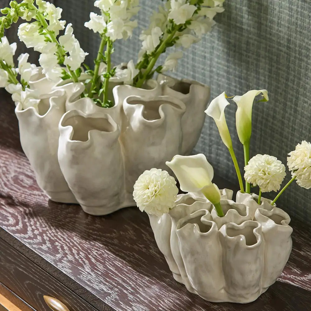Banyan White Ceramic Vase - Large - Vase