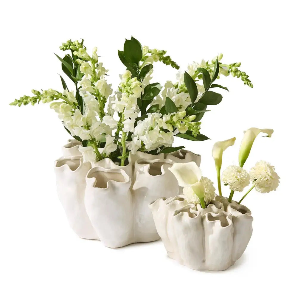 Banyan White Ceramic Vase - Small - Vase