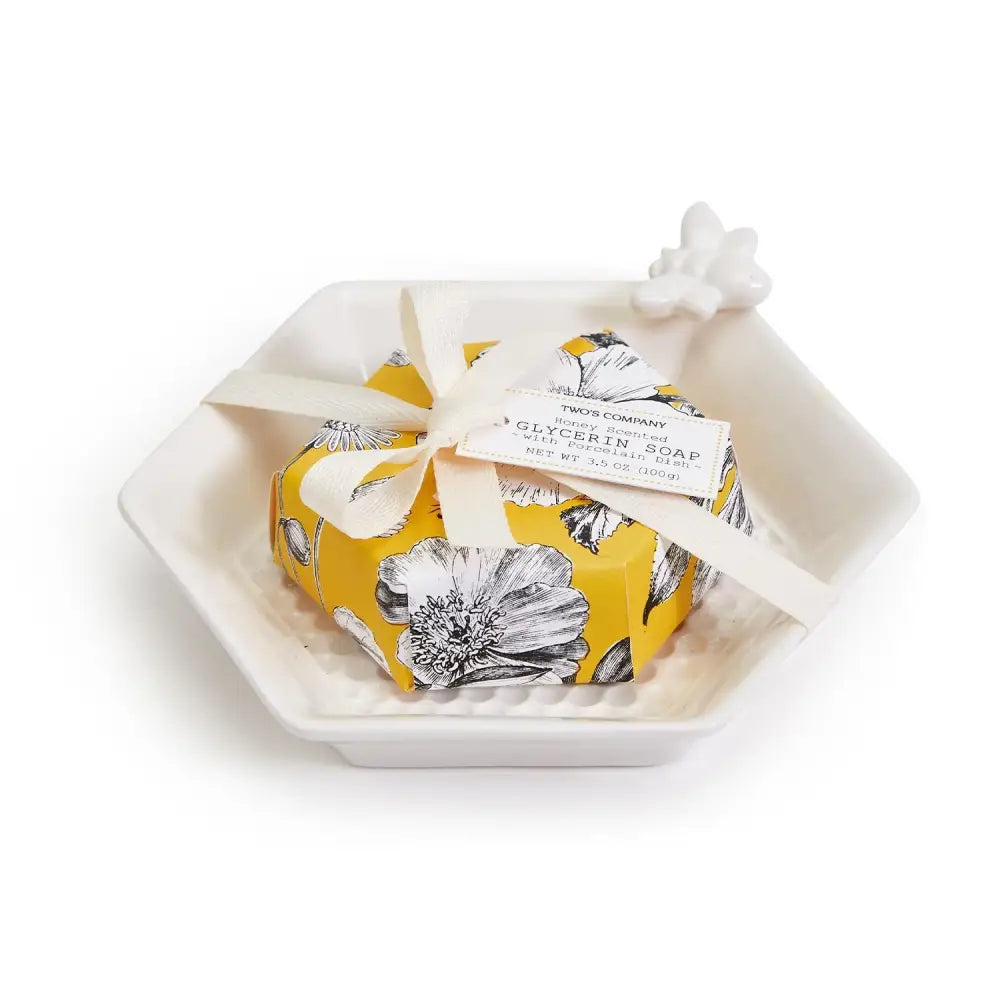 Bee Clean Honey Soap w/ Soap Dish - Gifts