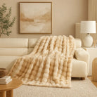 Beige Bubble Faux Fur Throw Blanket – 50’’ x 60’’ - BLANKET