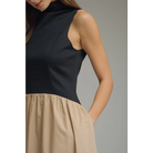 Black and Tan Midi Dress - Dress