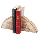 BLACK & BROWN PETRIFIED WOOD BOOKENDS - Cream & Brown - Bookends
