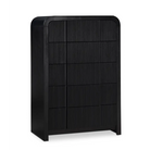 Black Fluted Front 5 Drawer Chest - Dressing Chest