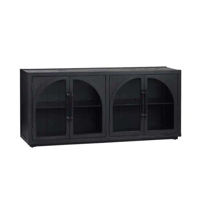 Black Four-Door Sideboard - Cabinet