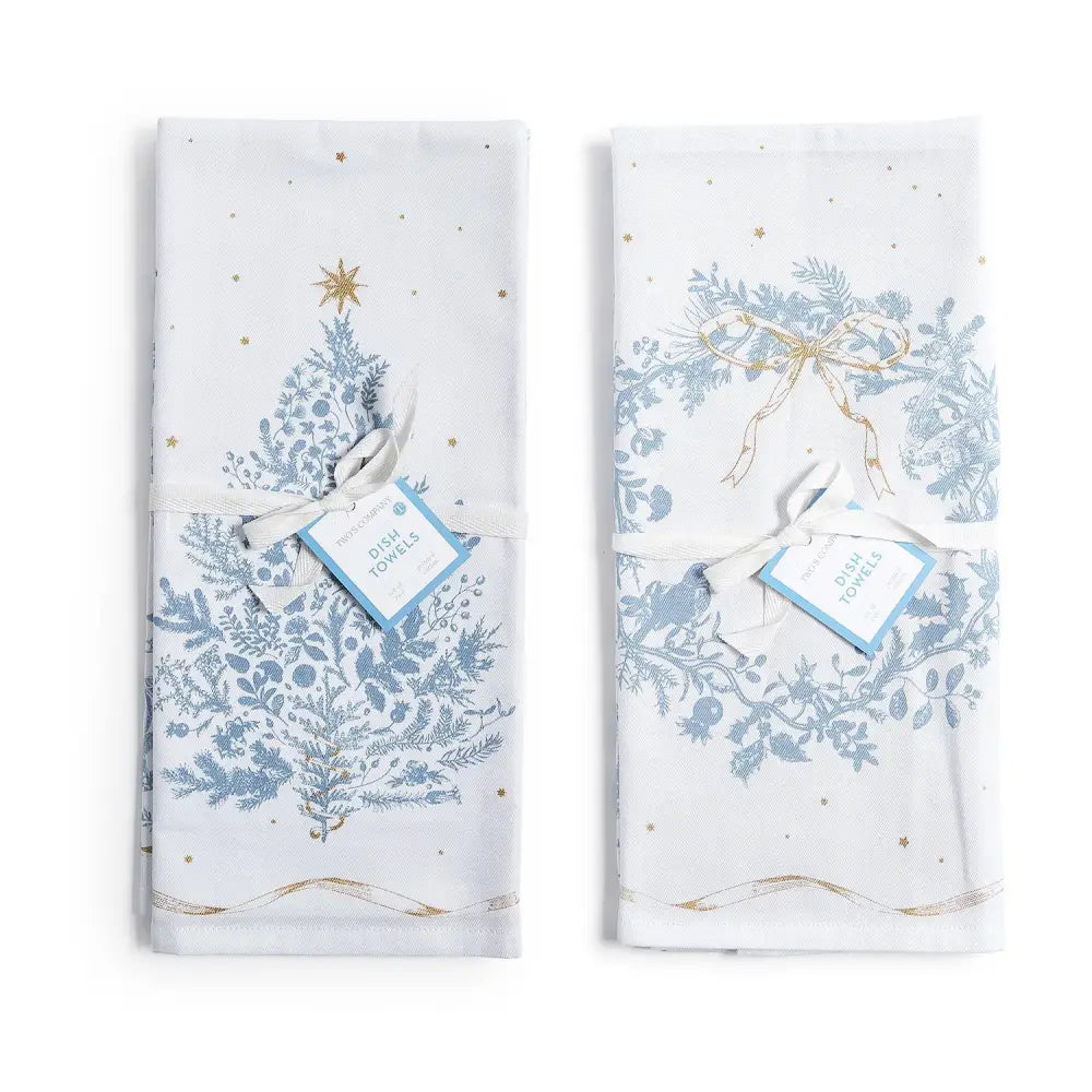 Blue and White Christmas Dish Towels - Dish Towel