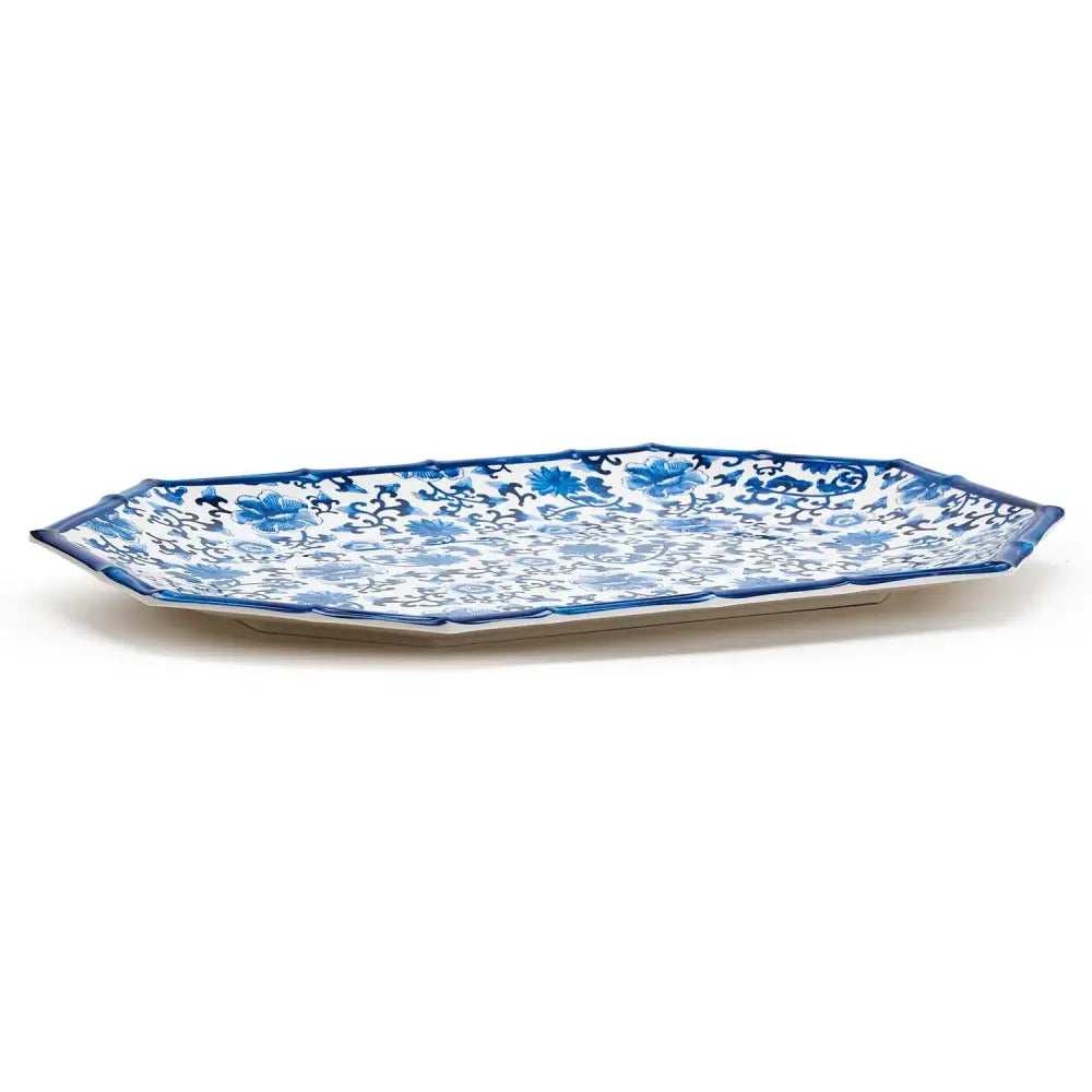 Blue Bamboo Touch Blue Floral Serving Tray - Gifts