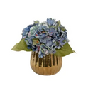 Blue Hydrangea with Gold Pot - Botanicals