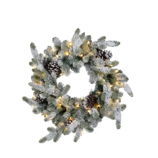 BLUE SPRUCE WREATH WITH LED AND SNOW - CHRISTMAS