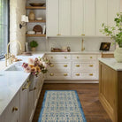 Blue & Tan Chinoiserie Vinyl Floor Mat - Large